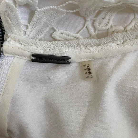 Elie Tahari white royal blue lace crochet floral sleeveless casual maxi dress - Picture 8 of 9